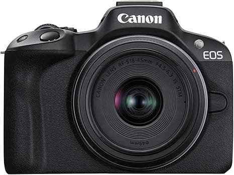 Canon EOS R50 Mirrorless Vlogging Camera (Black) w/RF-S18-45mm F4.5-6.3 is STM & RF-S55-210mm F5-7.1 is STM Lenses, 24.2 MP, 4K Video, Subject Detection & Tracking, Compact, Smartphone Connection