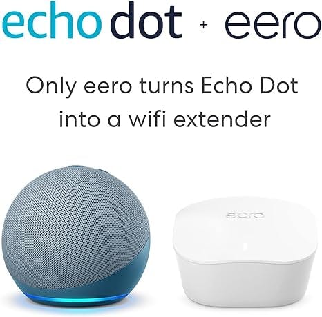 Certified Refurbished Echo (4th Gen) Twilight Blue | Smart home hub with eero Mesh Wifi Router | Turns Echo Dot into a wifi extender