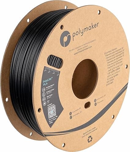 Polymaker PLA Filament 1.75mm, Black PLA 3D Printer Filament 1.75 1kg - PolyLite 1.75 PLA Filament Black 3D Printing Filament, Dimensional Accuracy +/- 0.03mm, Compatible with Most 3D Printers